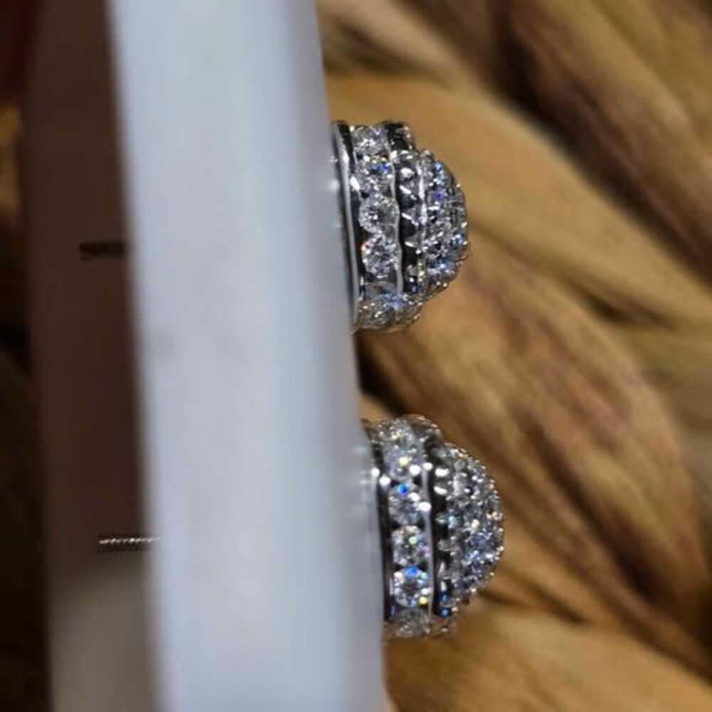 Square Moissanite .925 Halo Stud Earrings with Screw Backs - Picture 6 of 6